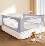 GrowthFun 3-Piece Queen Size Bed Rail for Toddlers, Baby Bed Rail Guard with Height Adjustable Toddlers Bed Rail, Kids Safety Bed Rail for Queen Size Bed (78.7"x78.7"x58.6" - Grey)