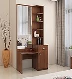 MAMTA Decoration Engineered Wood Dressing Table Mirror with Storage Shelves for Living Room Bedroom Wooden Vanity Table (Classic Walnut)