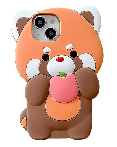 JIATAY Kawaii Phone Cases Apply to iPhone 13 Pro Max,Cute Cartoon Animal Phone Case 3D Funny Phone Case for Women Girls Soft Silicone Shockproof Cover for iPhone 13 Pro Max (Raccoon Brown)