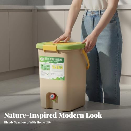 Image of Enakshi Bokashi Compost Bin Odorless Fermentation Pail Odor Control Indoor Composter for Environmentally Conscious People, Gardeners, Indoors, Balcony, Garden 9L Bucket Only
