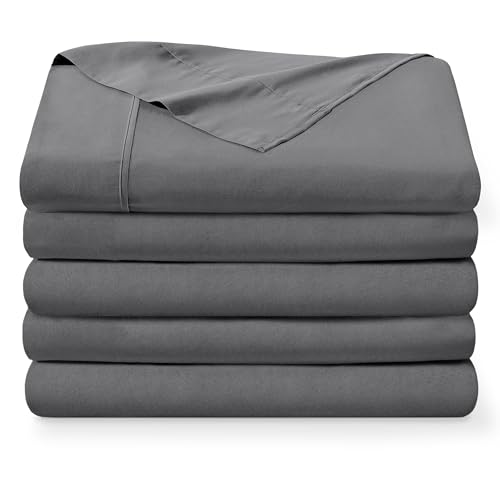 Bare Home Extra Long Flat Sheet Pack (5) Twin/Twin XL, 66x100, Grey