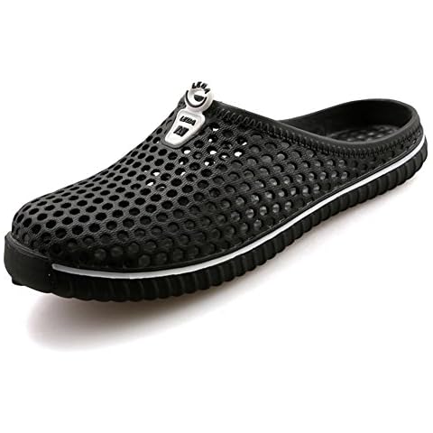 Ausom Men's Slip On Beach Garden Sandal Clog Shoes Black Cover
