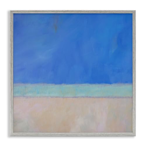 'Abstract Blocked Landscape Blue Stripe'| Framed Giclee Art