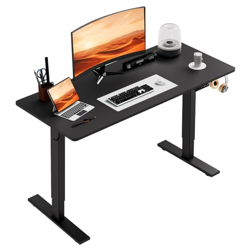 HOMAVO Escritorio 60x110 cm, eléctrico, Ajustable 70–117 cm, con Memoria y Anti-colisión, Ideal para Oficina, teletrabajo y Gaming (Negro)