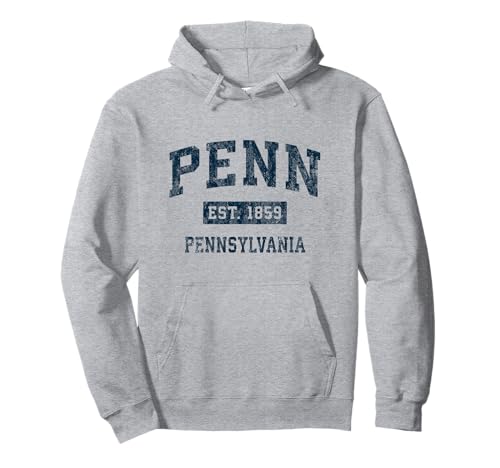 Penn Pennsylvania PA Vintage Sports Design Navy Print Pullover Hoodie