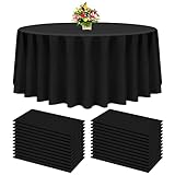 YMHPRIDE 24 Pack Black Round Tablecloths, 96 Inch Black Plastic Disposable Table Cloth, Black Plastic Table Cloths for Parties, Picnic, Birthday, Wedding, Outdoor