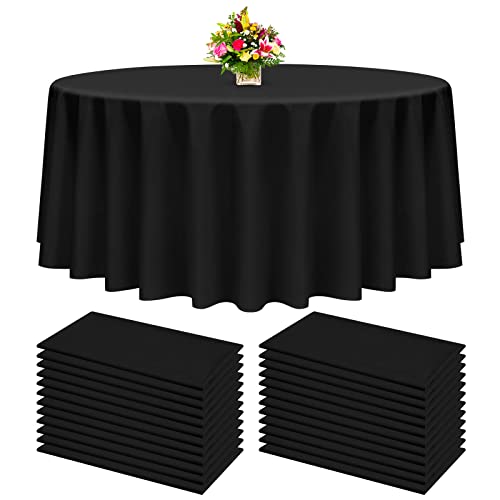 YMHPRIDE 24 Pack Plastic Table Cloth Disposable, 84 Inch Black Disposable Table Cloth for Round Tables, Waterproof Stain-Resistant Plastic Tablecloths for Party Picnic Birthday Wedding Outdoor by YMHPRIDE - Used condition - US$24.90