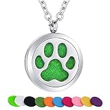 SWOPAN Essential Oil Diffuser Necklaces Aromatherapy Dog Paw Diffuser Locket Pendant Stainless Steel