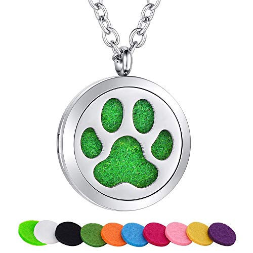 Swopan Essential Oil Diffuser Necklaces Aromatherapy Dog Paw Diffuser Locket Pendant Stainless Steel Necklaces For Women Men Aroma Therapy Perfume Necklace Jewelry Girls Gifts, Dog Paw Diffuser Locket #TOP11