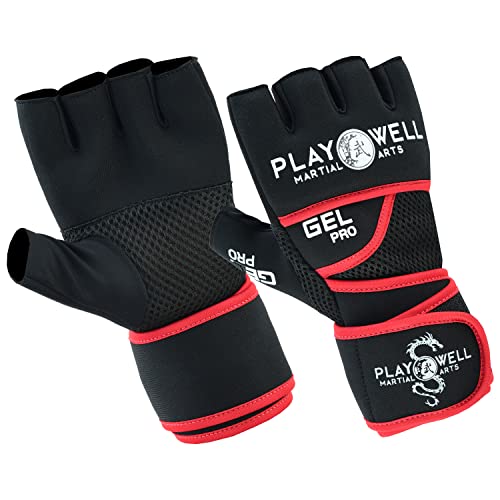 Gants de boxe en gel avec absorption des chocs Playwell Elite Pro pour entraînement intensif