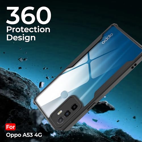 Image of A rtistque Clear Hard Transparent Acrylic Armor Back Cover Case for Oppo A53 4G | Shockproof TPU Edge Protection | Slim Protective Design | Oppo A53 Back Cover - Black