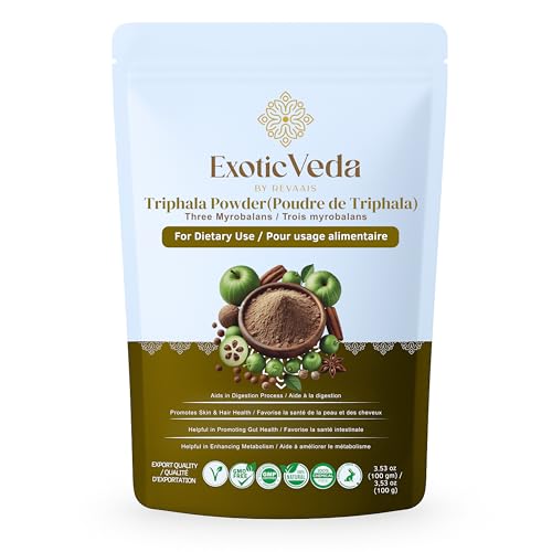 Exotic Veda Triphala Powder 100g – Pure Ayurvedic Superfood Blend of Amla, Haritaki & Bibhitaki,