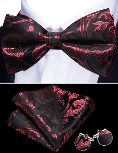 Image of Barry.Wang Men's Suit Vest Tie Bowtie Set Formal Silk Paisley Waistcoat Hanky Cufflinks Lapel Pin Set Wedding Party 7PCS