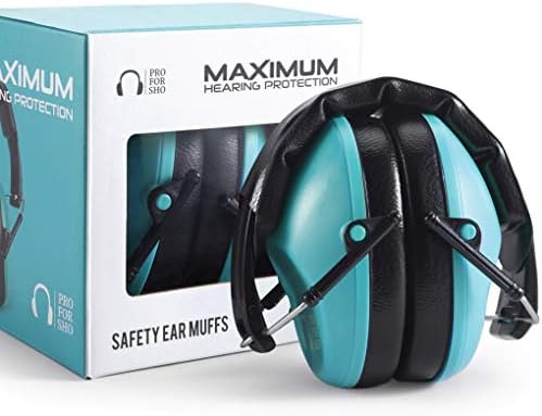 Pro For Sho 34dB Shooting Ear Protection - Special Designed Ear Muffs Lighter Weight & Maximum Hearing Protection - Standard Size, Teal