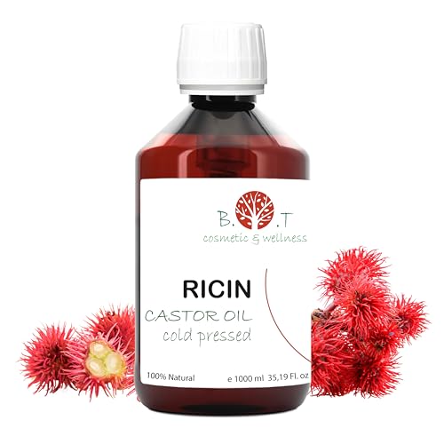 Olio di Ricino, Crescita e l'ispessimento, Siero per Ciglia e Sopracciglia, Olio Riparatore per Capelli, Stimolante della Crescita, Idratante Barba, Anticaduta Naturale, Unghie e Cuticole 1000 ml