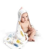 bc babycare Baby Bath Towel,100% Cotton Muslin Infant Towels, Baby Towels for Newborn Infant Bath To