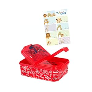 Spider-Man Lunchdoos Brooddoos Kinderlunchbox met 3 afzonderlijk afsluitbare compartimenten + naamstickers voor kinderen