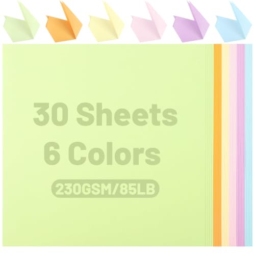 30 Sheets Macron Pastel Cardstock 85lb 6 Colours Construction Paper 12"x12"
