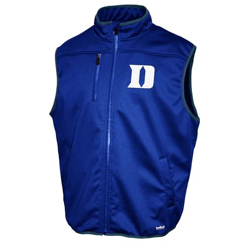 2Bhip NCAA Duke Blue Devils Adult Mens College Blue Mock Neck Softshell Full Zip Sleeveless Vest Jacket