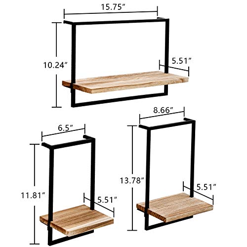 Welland 5.51'' Deep Bathroom Wall Shelf, Rustic Wood Storage Shelves Set Of 3 For Bedroom, Living Room, Kitchen, Office #TOP2