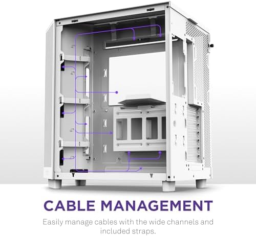 NZXT H6 Flow RGB | CC-H61FW-R1 | Compact Dual-Chamber Mid-Tower Airflow Case | Includes 3 x 120mm RGB Fans | Panoramic Glass Panels | High-Performance Airflow Panels | Cable Management | White