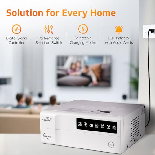 Image of V-Guard Inverter & Battery Combo (1150 Pure Sine Wave 1000VA /12V Inverter, VJ 145 135 Ah Tall Tubular Battery) for Home, Office & Shops