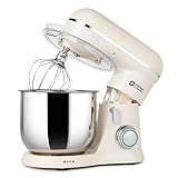 Kitchen in the box Kompakte Küchenmaschine 3,5 L, Rührmaschine & Knetmaschine mit 10 Geschwindigkeiten, Leichte Teigmaschine mit Knethaken, Rührhaken & Schneebesen, ideal für kleine Küchen, Cremeweiß