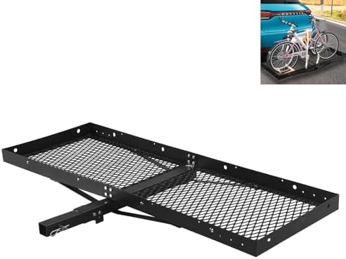 Heavy Duty 500Lbs Hitch Cargo Carrier, 2" Shank Folding Basket for Car & SUV, Durable Steel Storage for Camping & Traveling, Outdoor Gear Accessory