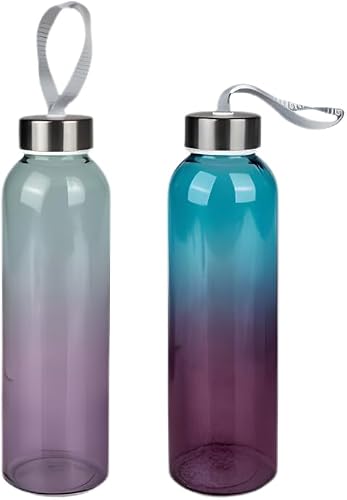 Drinking Bottle Glass Multi-Color 500ml – Pack of 2