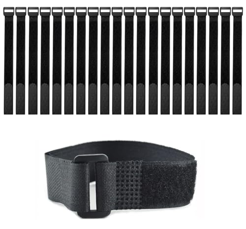 HUAHAITGCH 20 Pack (12 x 1 Inch) Reusable Fastening Cable Ties and Cable Straps,Adjustable Multi-Purpose Hook and Loop Straps Nylon Cable Ties Organizer Fastener Management Wire Straps
