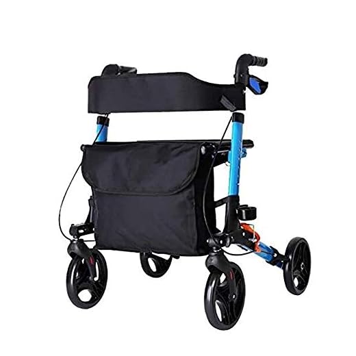 Rollator Walker with Seat Heavy Duty Aluminum Frame Adult Seniors Wheel Walker Adjustable Height Portable Lightweight