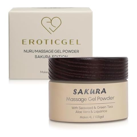 Sakura Edition Nuru Massage Gel Powder 40g | Aloe Vera, Seaweed, Liquorice, & Green Tea | Made in Japan | Paraben & Glycerine Free | Makes 1.05 gal |Unscented, Colorless and Tasteless Cover