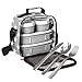 PracticFood - Kit Urban Food Negro Cubiertos - Bolsa térmica Porta Alimentos. Stars Grey