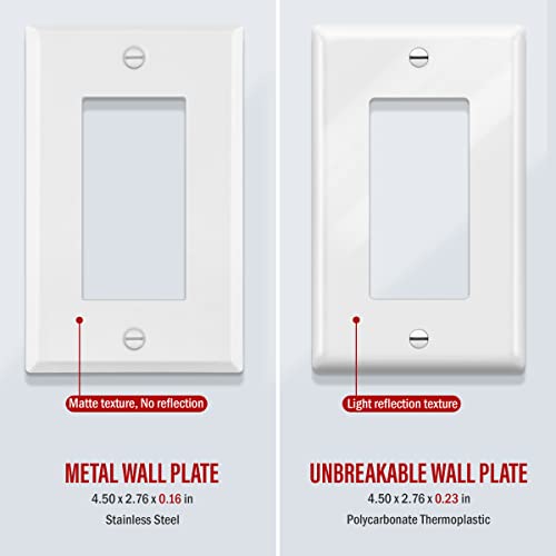 ENERLITES Decorator Switch or Outlet Metal Wall Plate, 1-Gang, White Matte by ENERLITES - Used condition - Image 5