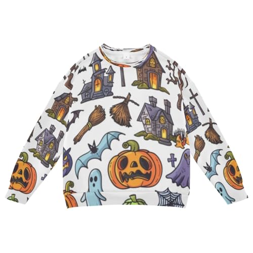 Youth Sweatshirts Long Sleeve Soft Halloween Grimace Crewneck Pullover Sport Top Tee（5-10 Years）