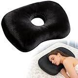 Afenau Almohada con Agujero, Almohada Perforadora con 8.9 cm Agujero, Almohada para Piercing, Almohada Piercing Oreja para Dormir Lateral y Alivio del Dolor del Oído, Inflamación de Presión (Negro)