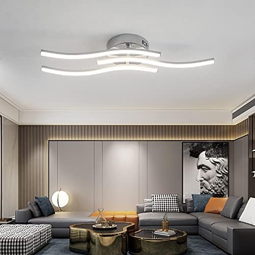 Goeco LED Ceiling Light Elegant Curved Design LED Ceiling Lamp, 1600 Lumen 3 Built-in LED Boards Neutral White Light 4000K 18W Modern Ceiling Fixture for Bedrooms Living Room Dining Kitchen