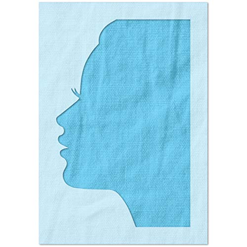Stencil Stop Woman Face Silhouette Stencil - Reusable for DIY Projects, Painting, Drawing, Crafts - 14 Mil Mylar Plastic (5.81 x 9 inches)
