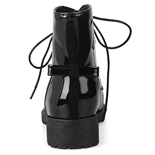 Women's Fashion Lace Up Dressy Ankle Boots Waterproof Rain Platform Low Heel Bootie Combat Short Boot4