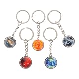 [CIMAXIC] 夜光ガラスボールキーホルダー 太陽系惑星モチーフ キーペンダント バッグ飾り 車キー用 宇宙テーマの 装飾 5個セット