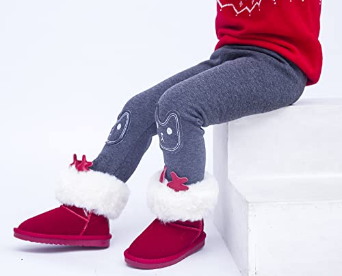 BOWKITE Kids Girls Winter Leggings Bunny Printed Thick Warm Fleece Pants for 2-7 Years