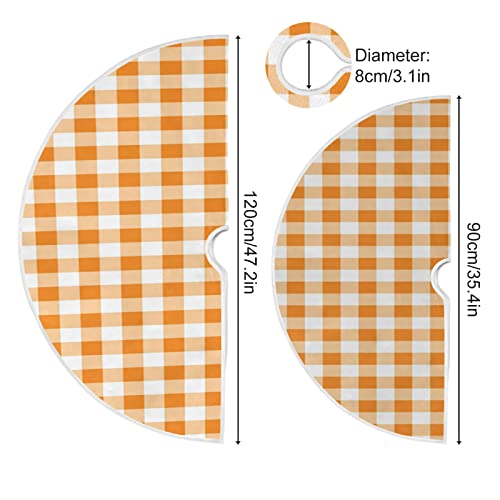 Staytop 35.4" Christmas Tree Skirt,Orange And White Squares Suede Xmas Tree Skir Suitable For Indoor Outdoor Holiday Party Office Store Cupboard Decoration #TOP2