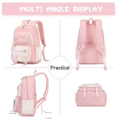 Image of PALAY School Bag for Girls Kawaii Pink School Book Bag Multi Compartment 15.6 inches Travel Backpack