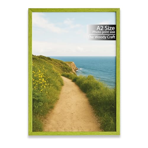 Image of A2 Size Photo Frame | Green Photo Frame For Wall | Rustic Wall Frame | Wooden Photo Frame For Living Room | Trendy Big Photo Frames For Wall | Ideal Frames For Bedroom Wall Decor