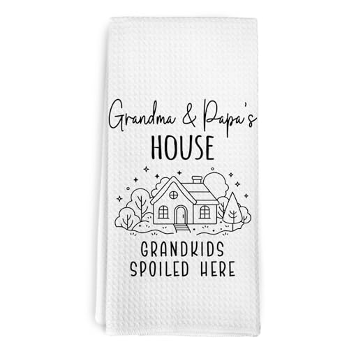 cvjutf Grandma and Papa Mothers Fathers Day Christmas Birthday Gifts Kitchen Towels for Grandmas Grandpa from Grandkids, House Warming Hand Tea Dish Towels Gifts for Grandma and Papa, 16x24 Inch