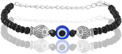 Buy Memoir Ceramic Evil Eye Silverplated Brass Fish Charm Bracelet ...