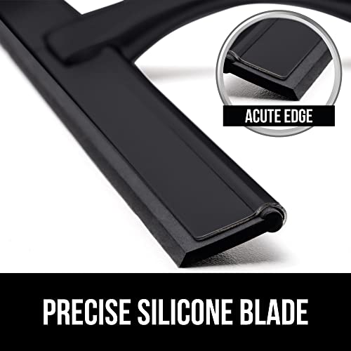 Gorilla Grip All Purpose Squeegee For Shower Glass Doors, Car Window Cleaning, Home Mirrors, 12 Inch, Stainless Steel, Streak Free Shine, Bathroom Accessory With Adhesive Hook, Black #TOP2
