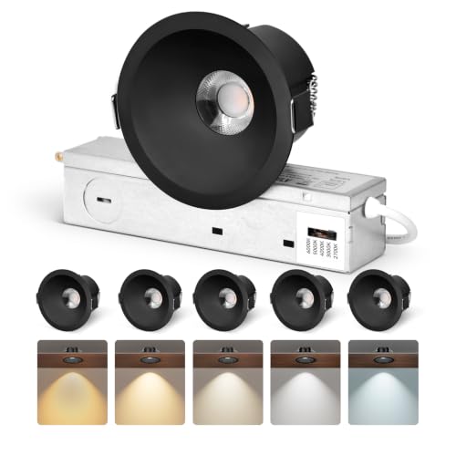 CycevSun Black 3 Inch Recessed LED Lights Anti-Glare COB Spotlight, 6-Pack