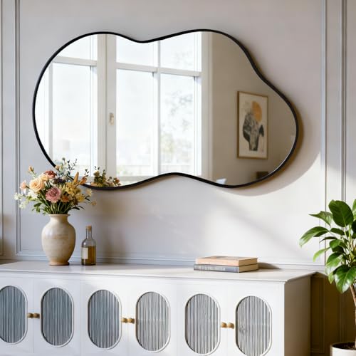 NEUWEABY Irregular Wall Mirror, Asymmetrical Mirror 20"x36" Large Unique Vanity