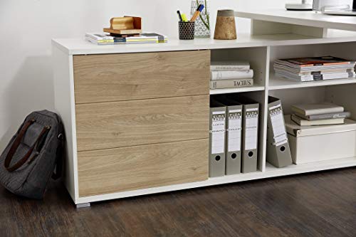 Germania Schreibtisch GW-Paseo | In Weiss und Kendal Eiche | 146 x 75 x 145 cm - 4180-535 Germania Schreibtisch GW-Paseo | In Weiss und Kendal Eiche | 146 x 75 x 145 cm